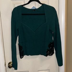 Express Lace Pieced Body. Contour Sweater Top